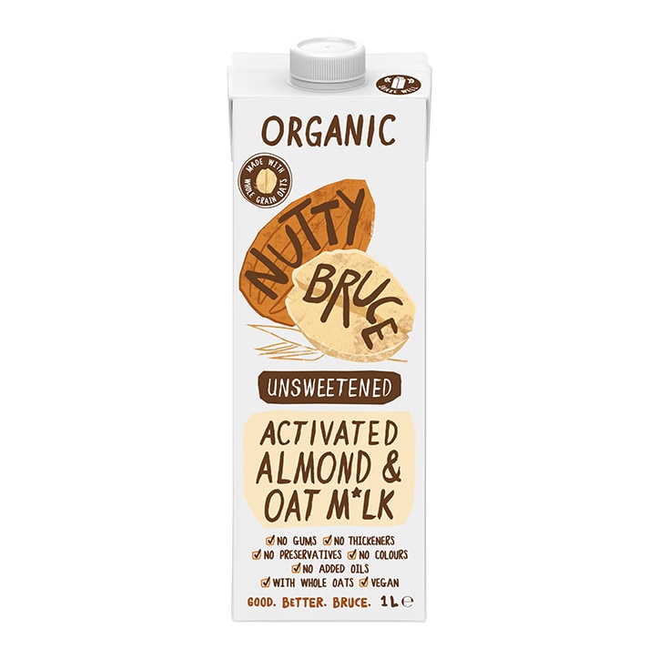 Nutty Bruce Activated Unsweetened Almond & Oat M*lk 1L Nut Drinks Holland&Barrett   