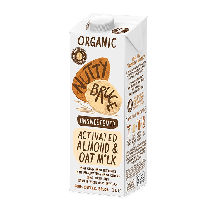 Nutty Bruce Activated Unsweetened Almond & Oat M*lk 1L Nut Drinks Holland&Barrett   