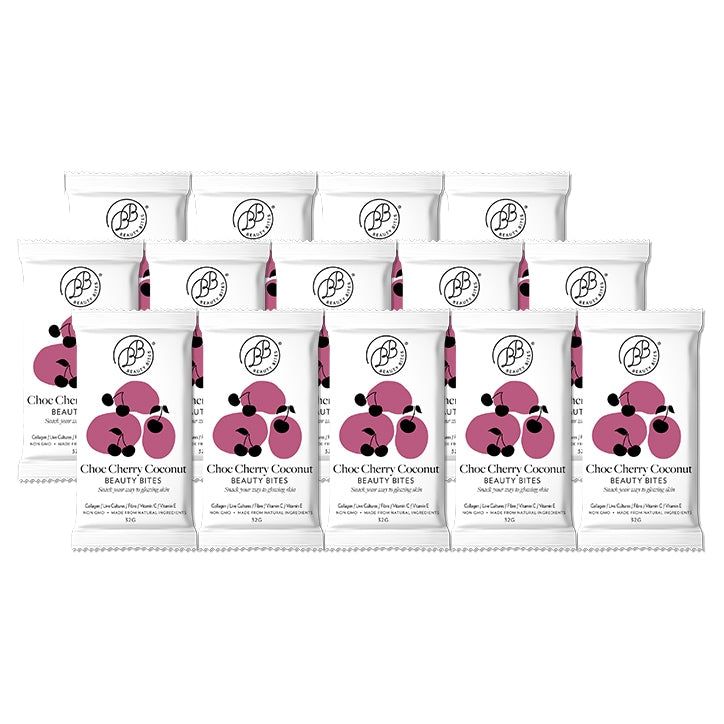 Krumbled Foods Beauty Bites Chocolate Cherry Coconut Flavour 14 x 32g Collagen & Silica Supplements Holland&Barrett   