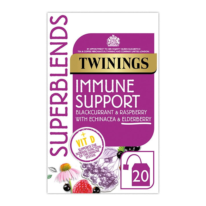 Twinings Superblends Immune Support with Blackcurrant, Raspberry & Vitamin D 20 Tea Bags GOODS Holland&Barrett   