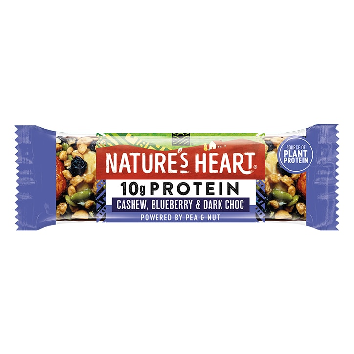 Nature's Heart Plant Protein Cashew, Blueberry & Dark Choc Bar 45g GOODS Holland&Barrett   