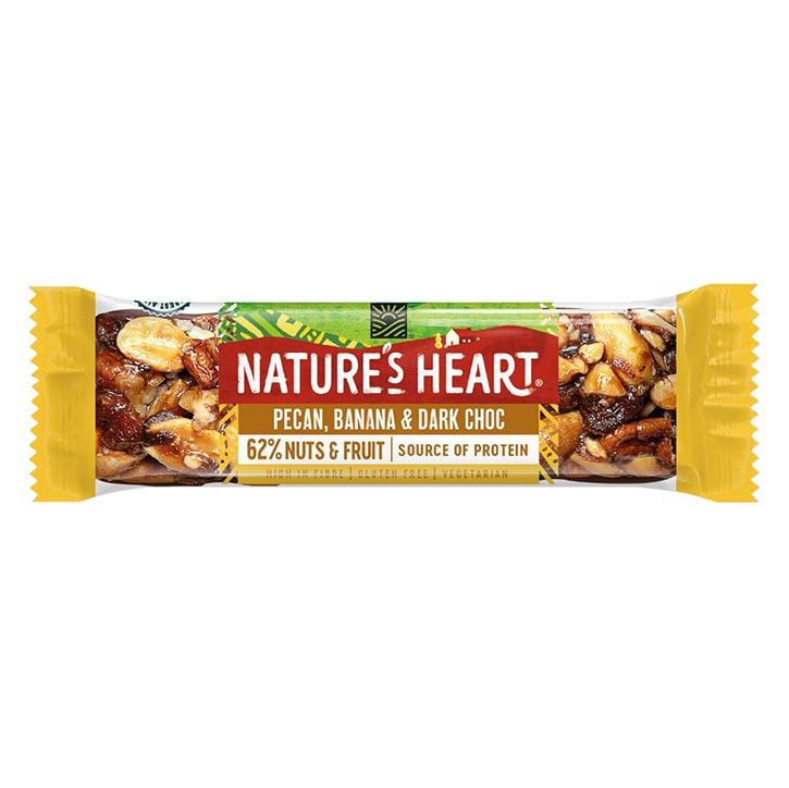 Nature's Heart Dark Choc, Banana and Pecan Fruit & Nut Bar 35g GOODS Holland&Barrett   