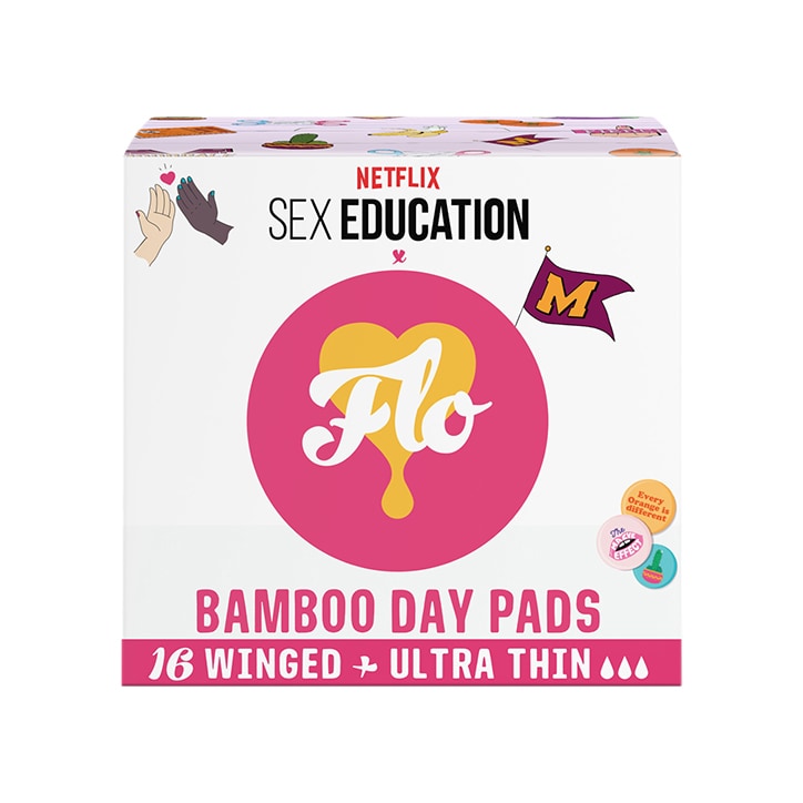 Flo Bamboo Day Pad Pack (16 winged & ultra thin) Sanitary Towels & Panty Liners Holland&Barrett   