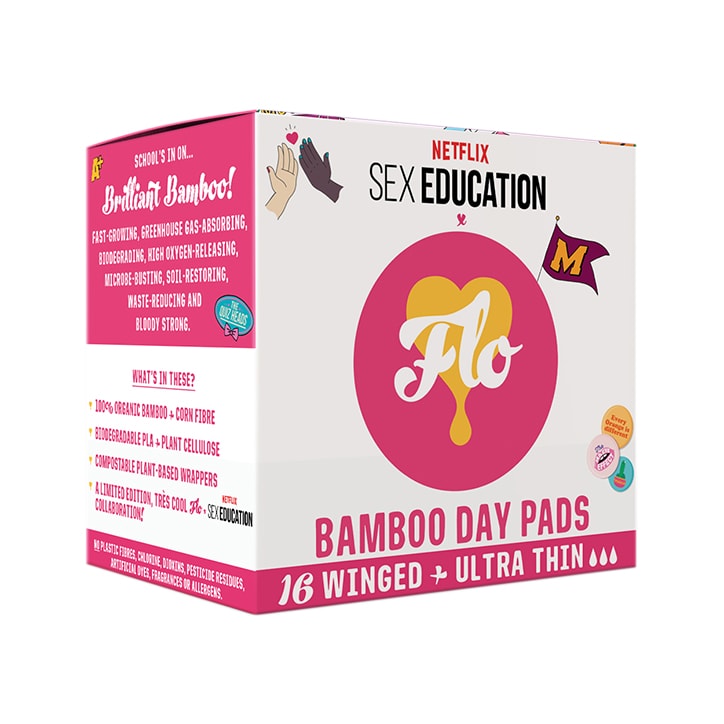 Flo Bamboo Day Pad Pack (16 winged & ultra thin) Sanitary Towels & Panty Liners Holland&Barrett   