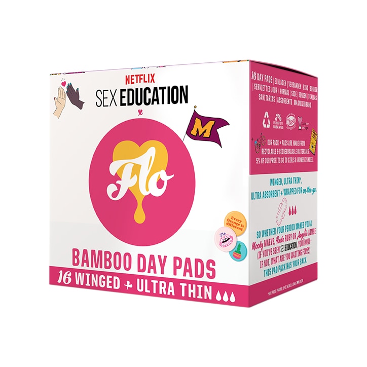 Flo Bamboo Day Pad Pack (16 winged & ultra thin) Sanitary Towels & Panty Liners Holland&Barrett   