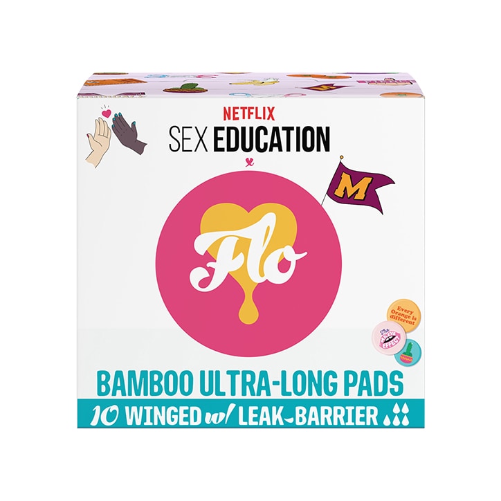 Flo Bamboo Ultra-Long Pads (10 winged) Sanitary Towels & Panty Liners Holland&Barrett   