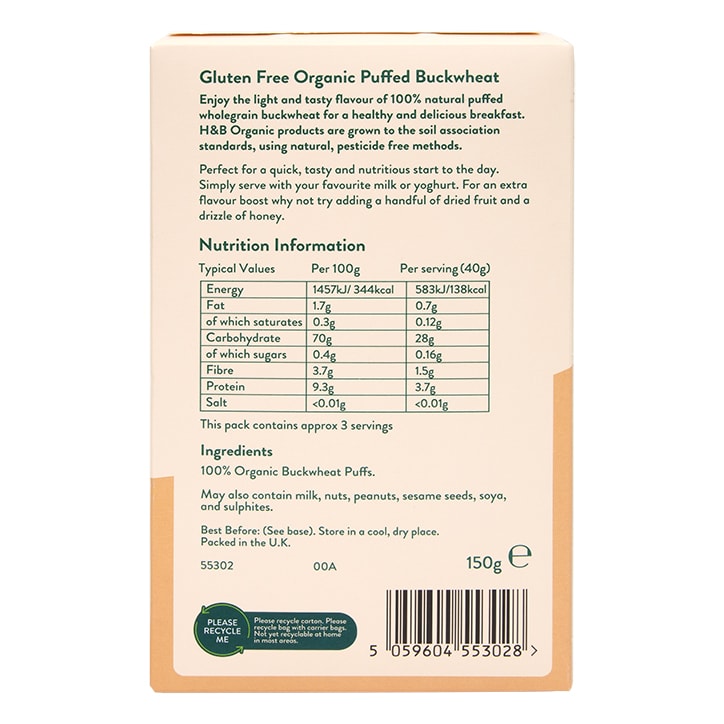 Holland & Barrett Organic Puffed Buckwheat 150g