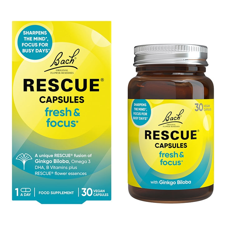 Bach RESCUE Fresh & Focus 30 Capsules Brain & Memory Support Supplements Holland&Barrett   