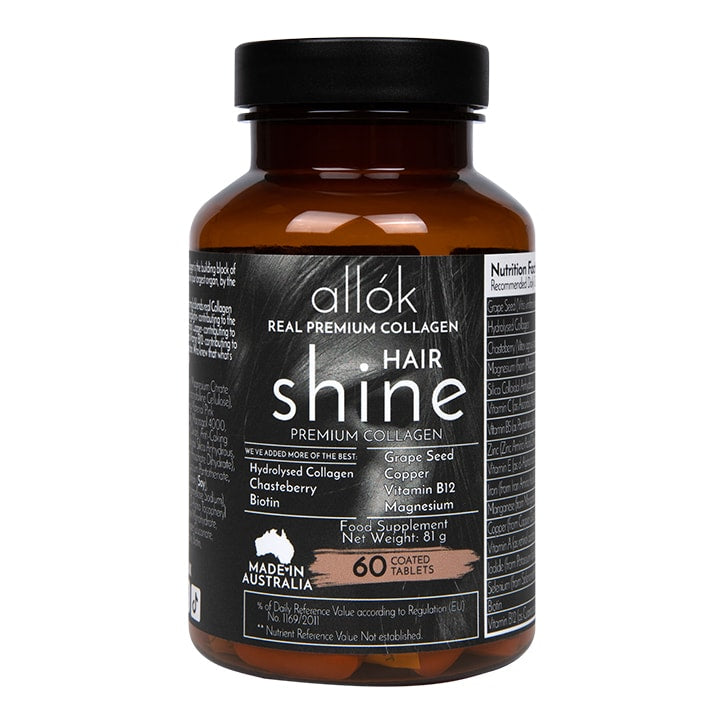 allók Hair Shine Premium Collagen 60 Tablets Collagen & Silica Supplements Holland&Barrett   