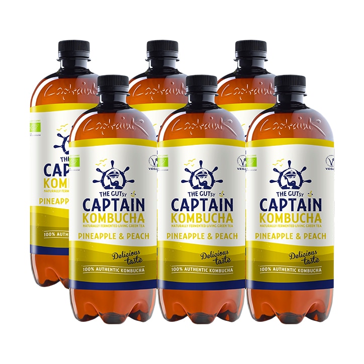 The GUTsy Captain Kombucha Pineapple Peach Bio-Organic 6 x 1000ml GOODS Holland&Barrett   