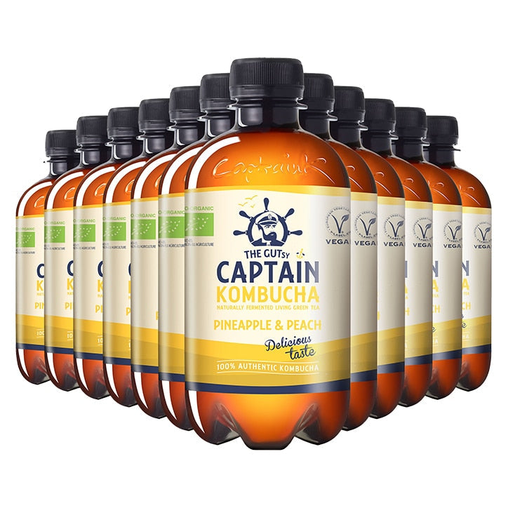 The GUTsy Captain Kombucha Pineapple Peach Bio-Organic 12 x 400ml