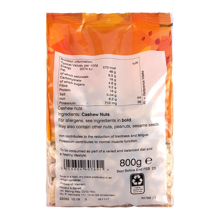 Holland & Barrett Whole Cashew Nuts 800g