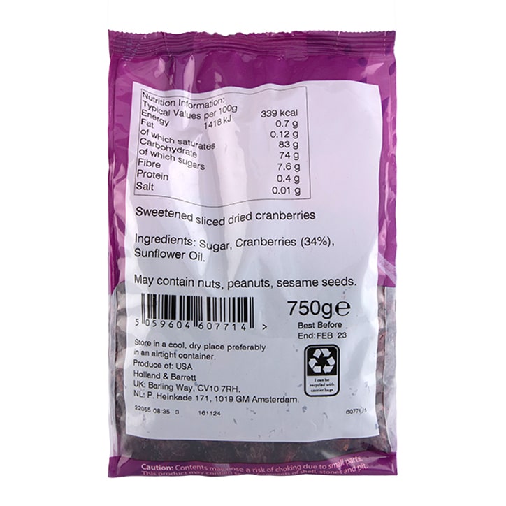 Holland & Barrett Dried Cranberries750g GOODS Holland&Barrett   