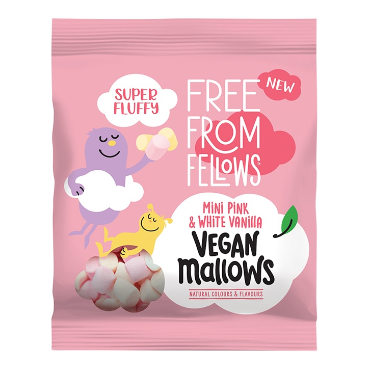 Free From Fellows Mini Pink & White Vanilla Mallows 105g Vegan Marshmallows Holland&Barrett   