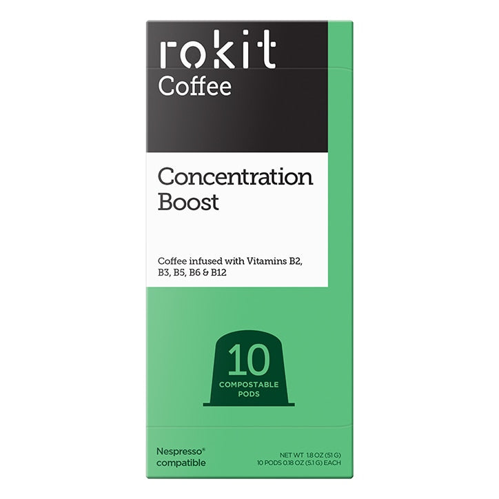 Rokit Coffee Concentration Boost Coffee 10 Nespresso Compatible Pods GOODS Holland&Barrett   