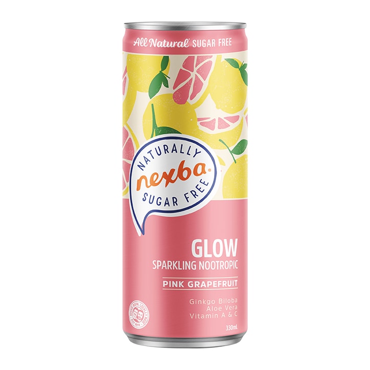 Nexba Glow Pink Grapefruit Sparkling Nootropic 330ml Ready to Drink Holland&Barrett   