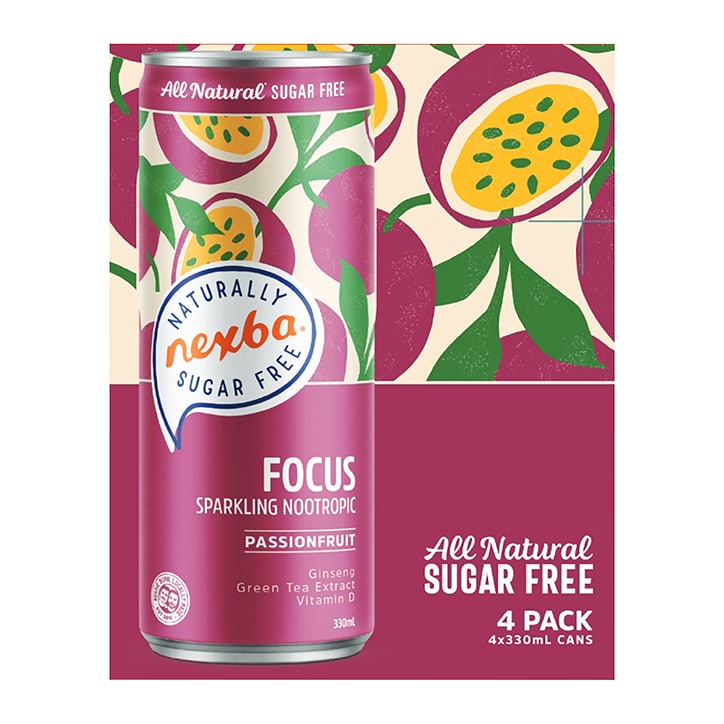 Nexba Focus Passionfruit Sparkling Nootropic 4 x 330ml Ready to Drink Holland&Barrett   