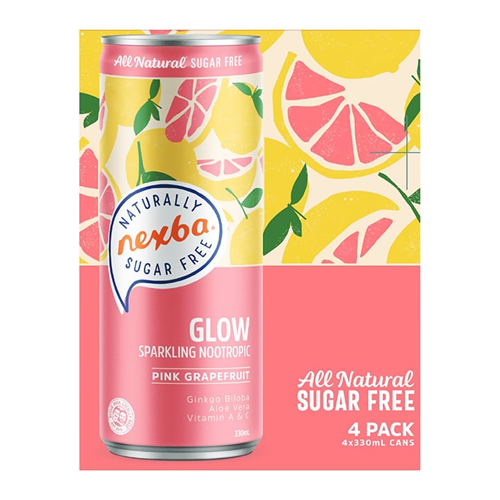 Nexba Glow Pink Grapefruit Sparkling Nootropic 4 x 330ml