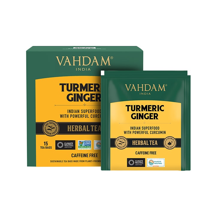 Vahdam Teas Turmeric Ginger Herbal Tea 15 Tea Bags GOODS Holland&Barrett   