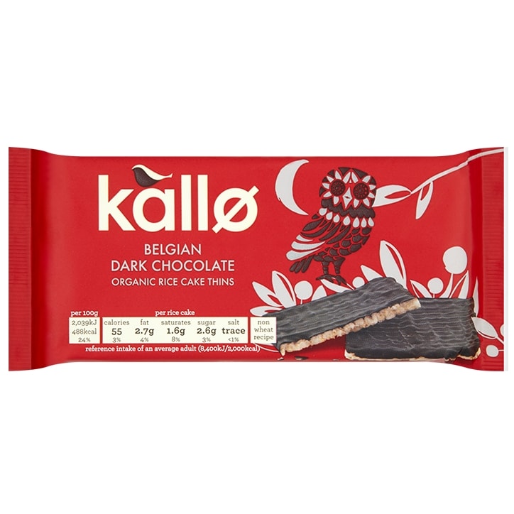 Kallo Organic Dark Chocolate Rice Cakes Thins 90g Sweet Snacks Holland&Barrett   