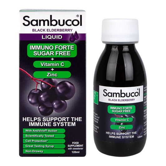 Sambucol Immuno Forte Sugar Free Black Elderberry Formula 120ml Immune Support Supplements Holland&Barrett   