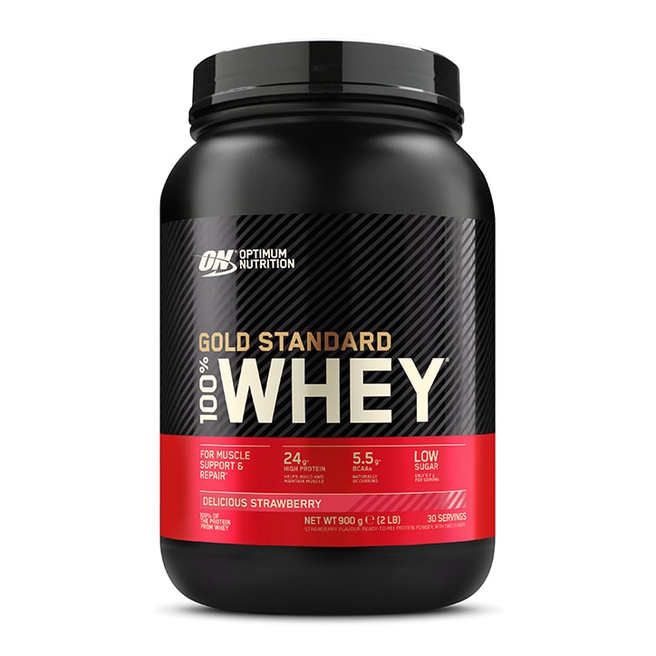 Optimum Nutrition Gold Standard 100% Whey Powder Strawberry 900 Whey Protein Holland&Barrett   