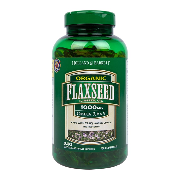 Holland & Barrett Organic Flaxseed Oil 240 Capsules 1000mg GOODS Holland&Barrett   