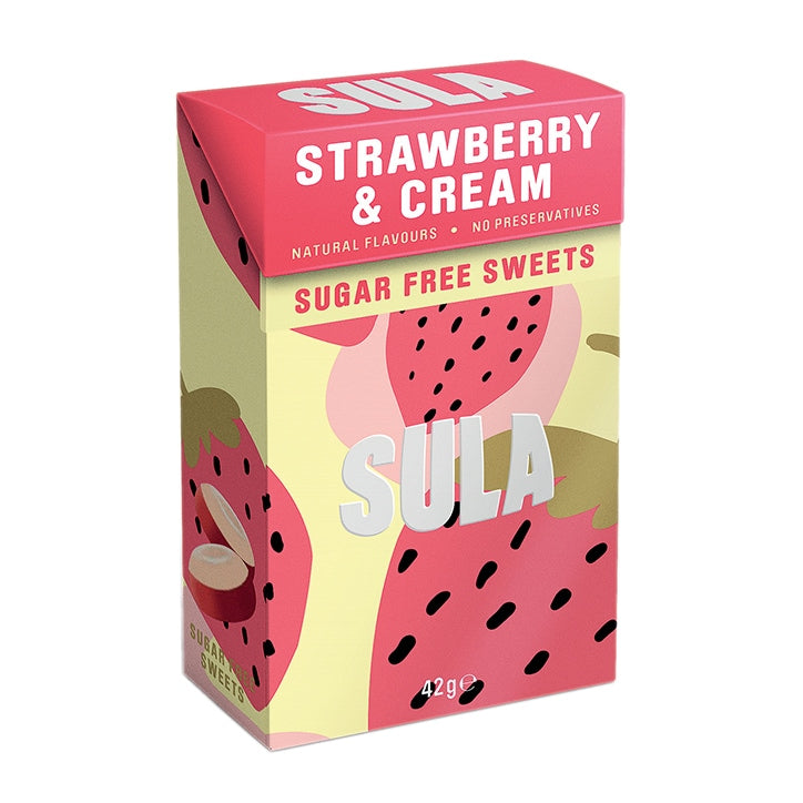 Sula Strawberry & Cream Sugar Free Sweets 42g Sweet Snacks Holland&Barrett   