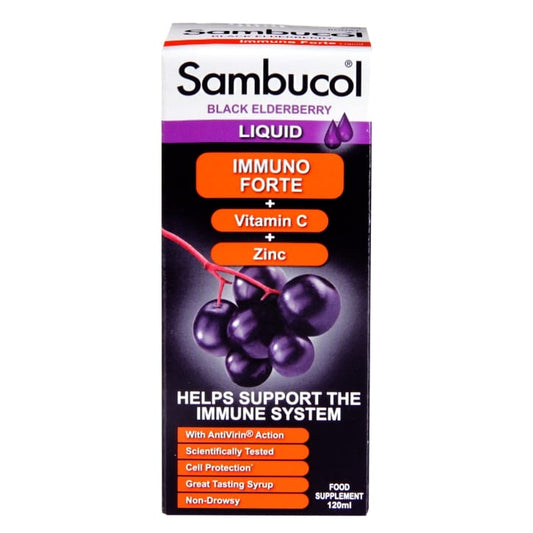 Sambucol Immuno Forte Black Elderberry Formula 120ml Immune Support Supplements Holland&Barrett   