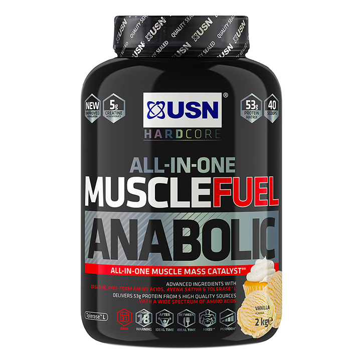 USN Muscle Fuel Anabolic All-In-One Shake Vanilla 2kg Mass Gainer Proteins Holland&Barrett   