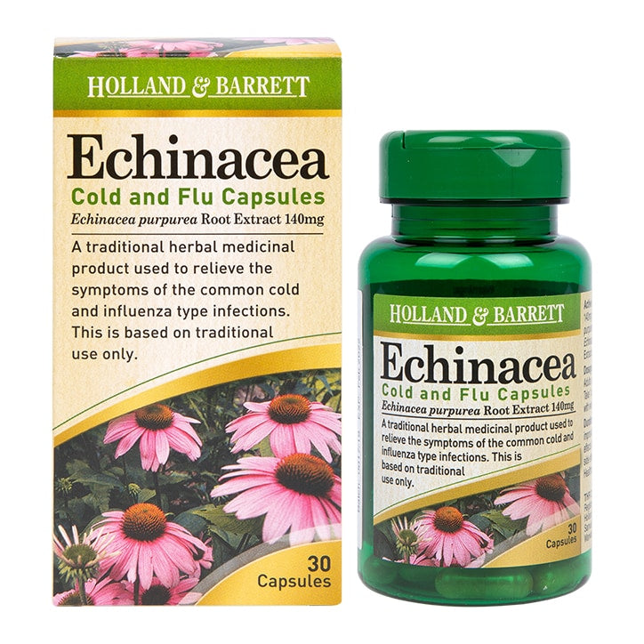 Holland & Barrett Echinacea Cold & Flu 30 Capsules 140mg