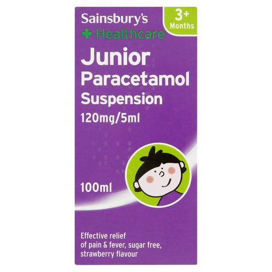 Sainsbury's Junior Paracetamol Suspension 100ml PERSONAL CARE Sainsburys   