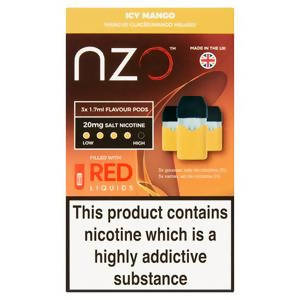NZO Red Liquids Icy Mango Re-Fill Cartridge Salt Nicotine 20mg smoking control Sainsburys   