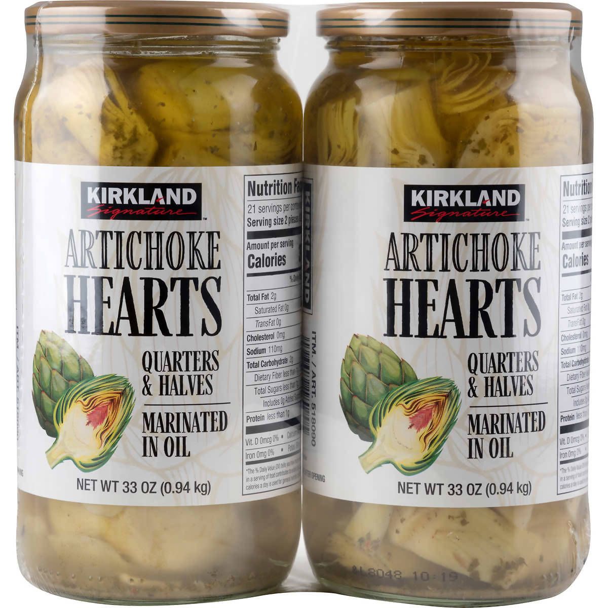 Kirkland Signature Artichoke Hearts Marinated in Vinegar & Oil, 2 x 940g Spreads & Condiments Costco UK