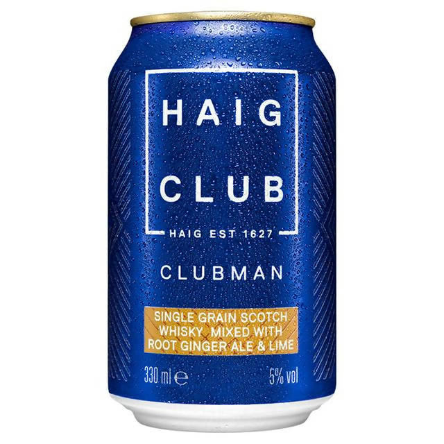 Haig Club Single Grain Scotch Whisky with Root Ginger Ale & Lime Premix Can 330ml All spirits & liqueurs Sainsburys   