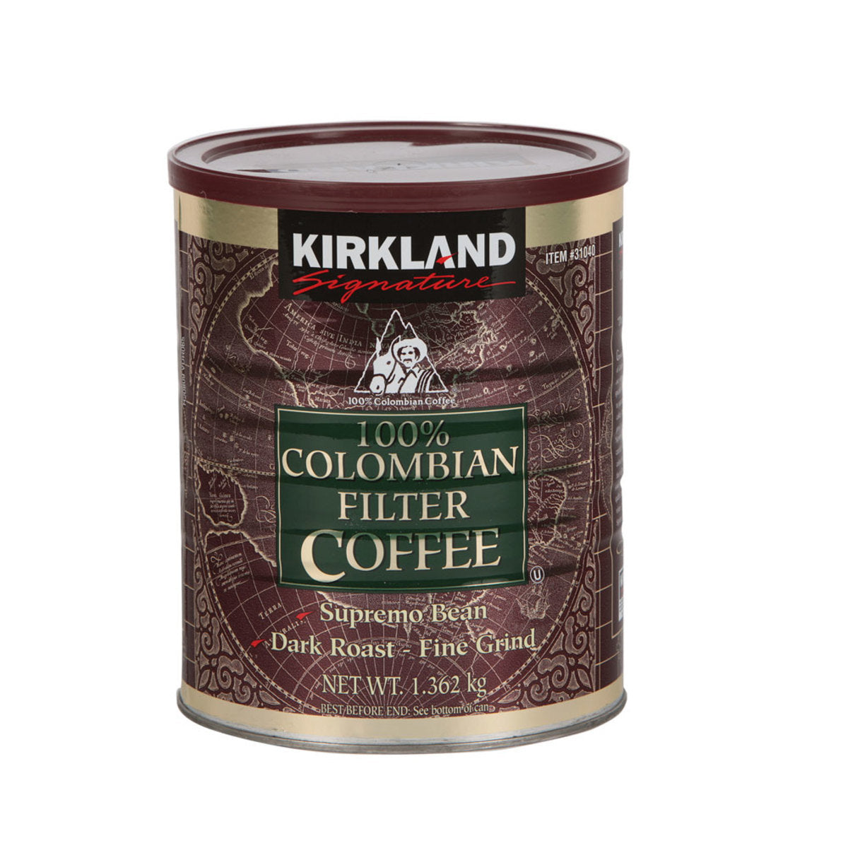 Kirkland Signature 100% Colombian Ground Filter Coffee, 1.362kg Coffee Beans Costco UK weight  