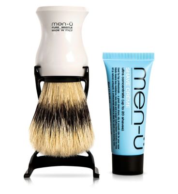 men-ü White Barbier62e Pure Bristle Shaving Brush with stand & free 15ml shave crème buddy Men's Toiletries Boots   