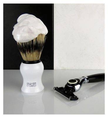 men-ü White Barbier62e Pure Bristle Shaving Brush with stand & free 15ml shave crème buddy Men's Toiletries Boots   