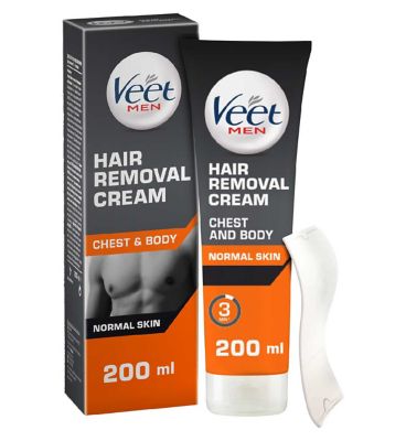 Veet Men Total Pro Hair Removal Cream Chest & Body Normal Skin - 200ml Men's Toiletries Boots   