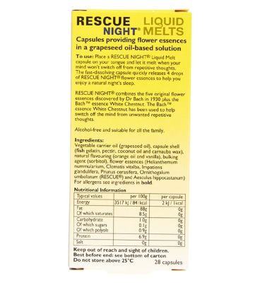 Bach Rescue Remedy Night Liquid Melts 28 Capsules Vitamins, Minerals & Supplements Boots   