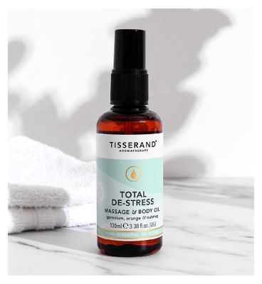 Tisserand Aromatherapy Total De-Stress Massage & Body Oil 100ml Vitamins, Minerals & Supplements Boots   