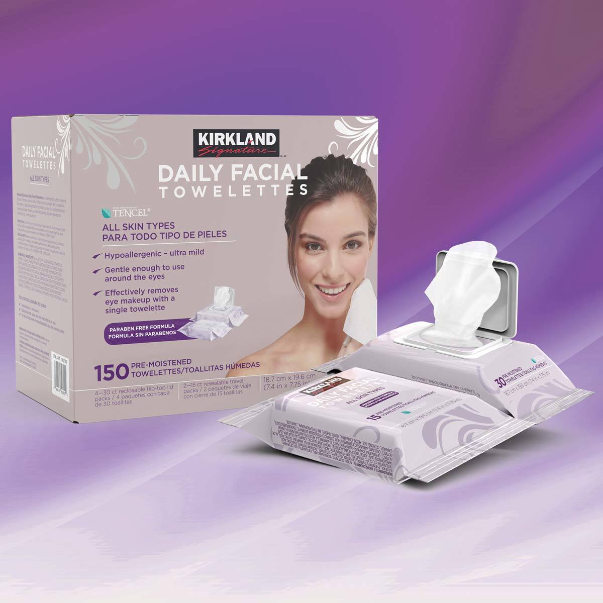 Kirkland Signature Daily Facial Towelettes, 150 Wipes Facial Towelettes Costco UK   