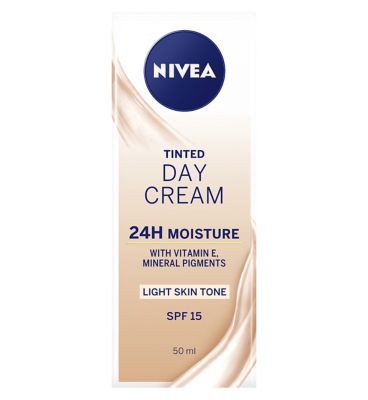 NIVEA 24H Moisture Tinted Day Cream with Vitamin E Light Skin Tone SPF15 50ml Suncare & Travel Boots   