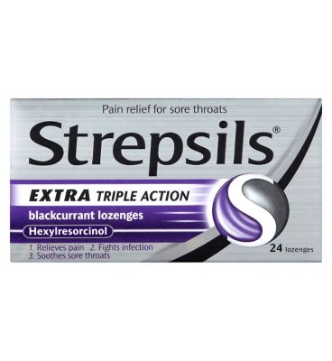 Strepsils Extra Blackcurrant Lozenges for sore throat x24 GOODS Boots   