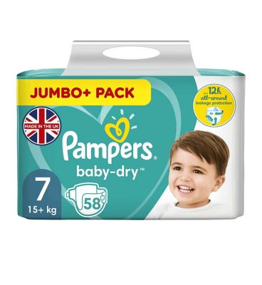 Pampers size 7 Baby-Dry nappies 17 kg 58s