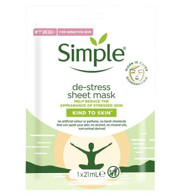 Simple Kind To Skin Sheet Mask De-Stress 1 pc