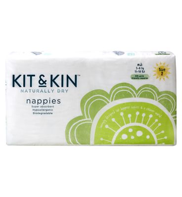 Kit & Kin Size 2, 40 Eco Nappies, 5-8kg