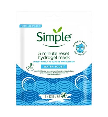 Simple Water Boost Sheet Mask 5 Minute Reset Hydrogel 1 pc Make Up & Beauty Accessories Boots   