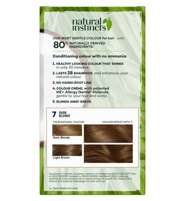 Clairol Natural Instincts Vegan No Ammonia No Parabens Semi-Permanent Hair Dye 7 Dark Blonde 175ml Haircare & Styling Boots   