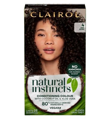 Clairol Natural Instincts Vegan No Ammonia No Parabens Semi-Permanent Hair Dye 4 Dark Brown 175ml Haircare & Styling Boots   